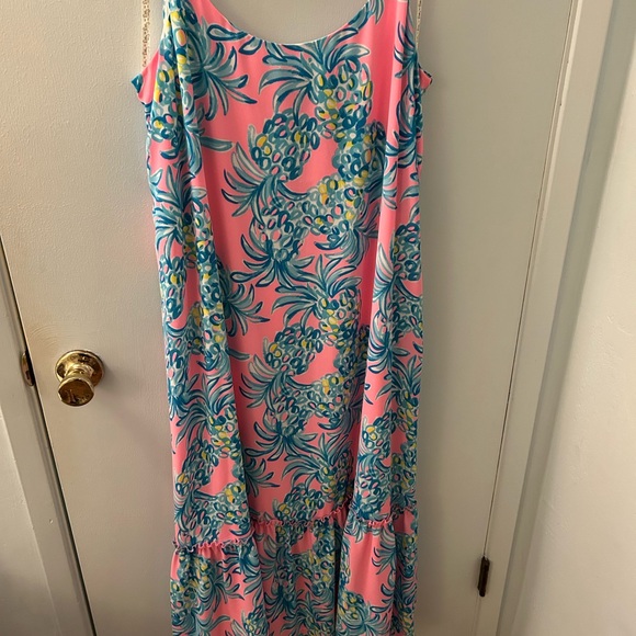 Lilly Pulitzer Winni Pelican Pink Pineapple Print Beat the Heat Midi Dress - Picture 9 of 9